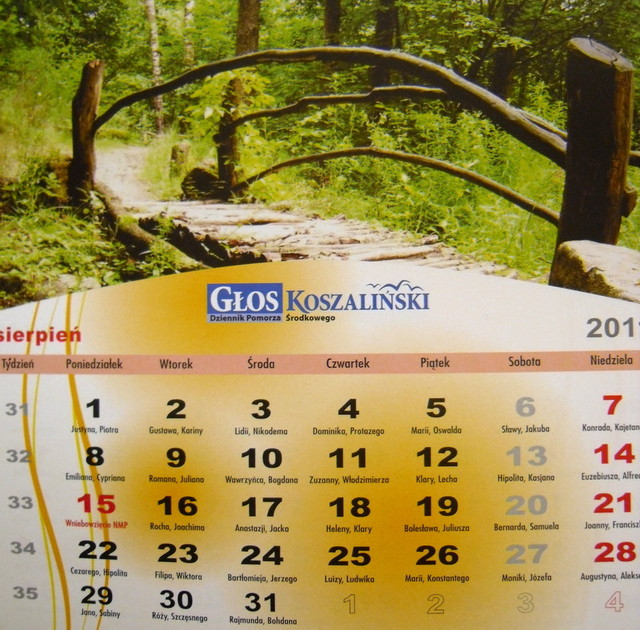 Mostek  w kalendarzu 