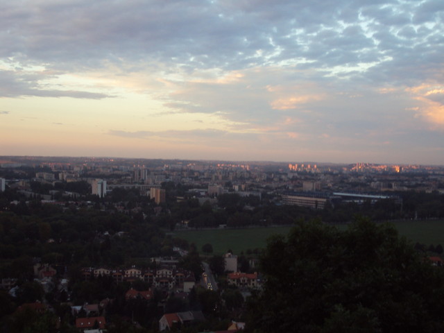 Zachód słońca nad Krakowem.