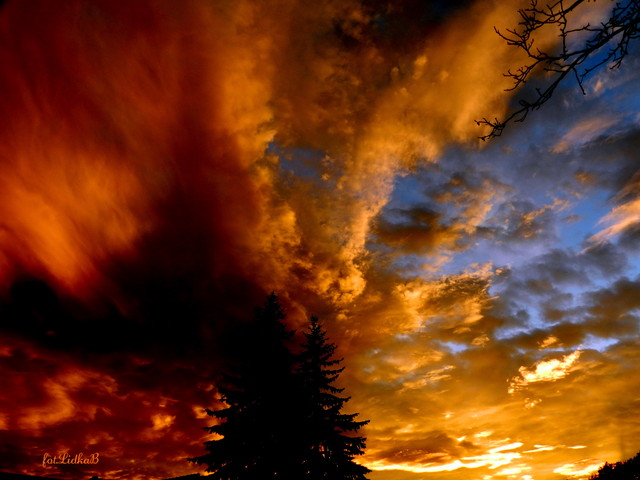 Niezwykłe kolory  nieba  o zachodzie Słońca  -2013.10.28