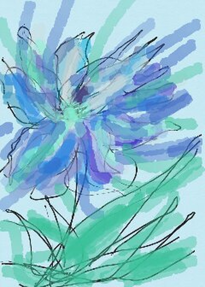 Kwiatek w odcieniach niebieskiego - mój rysunek